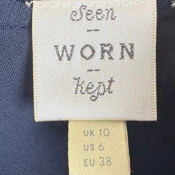 Anthropologie Seen Worn Kept Vega Pleated Star Print Illusion Sleeve Size 6 - Picture 4 of 16